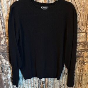 Bloomingdale's Elegant Black Crewneck Sweater